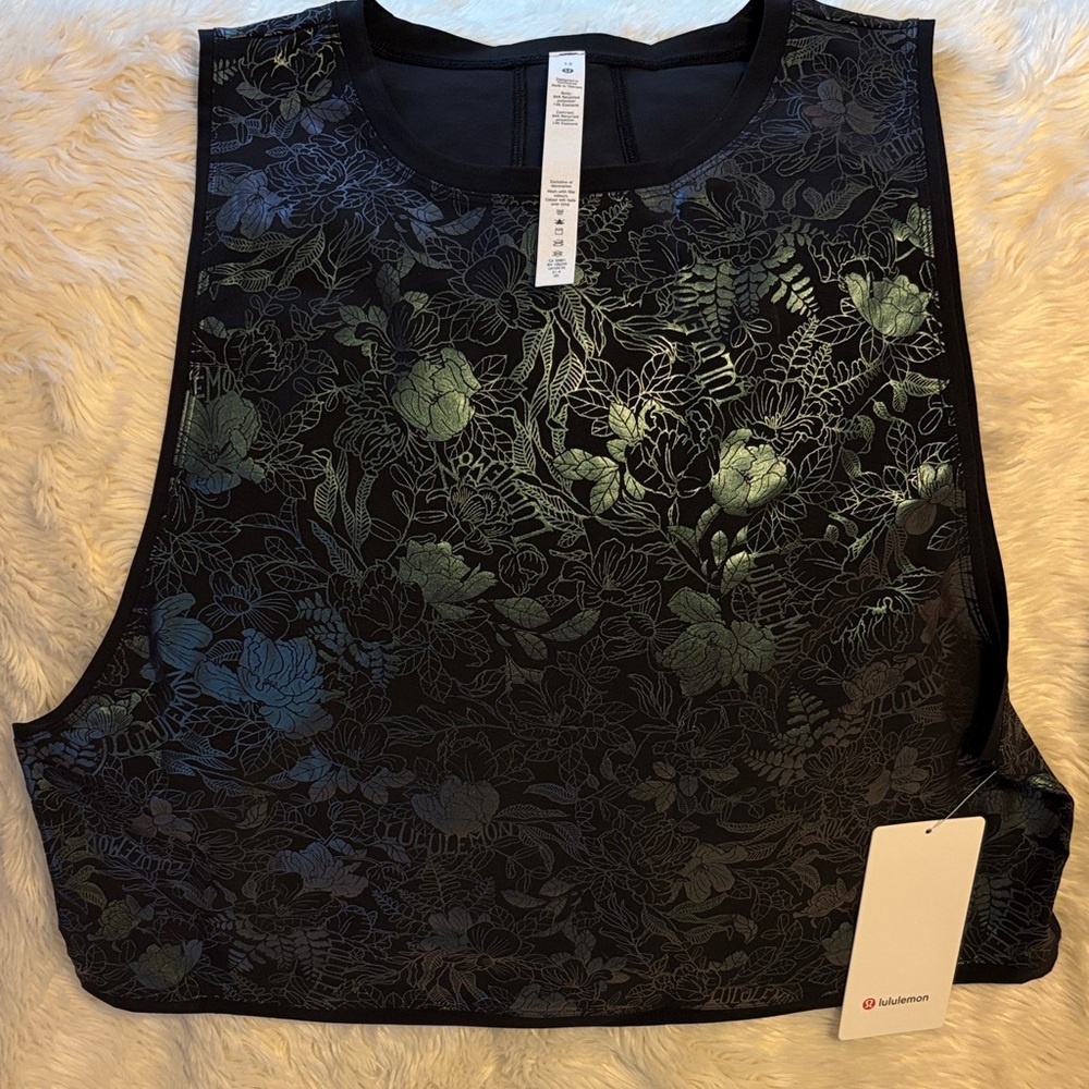 Floral Black and Green Lululemon Tank Top